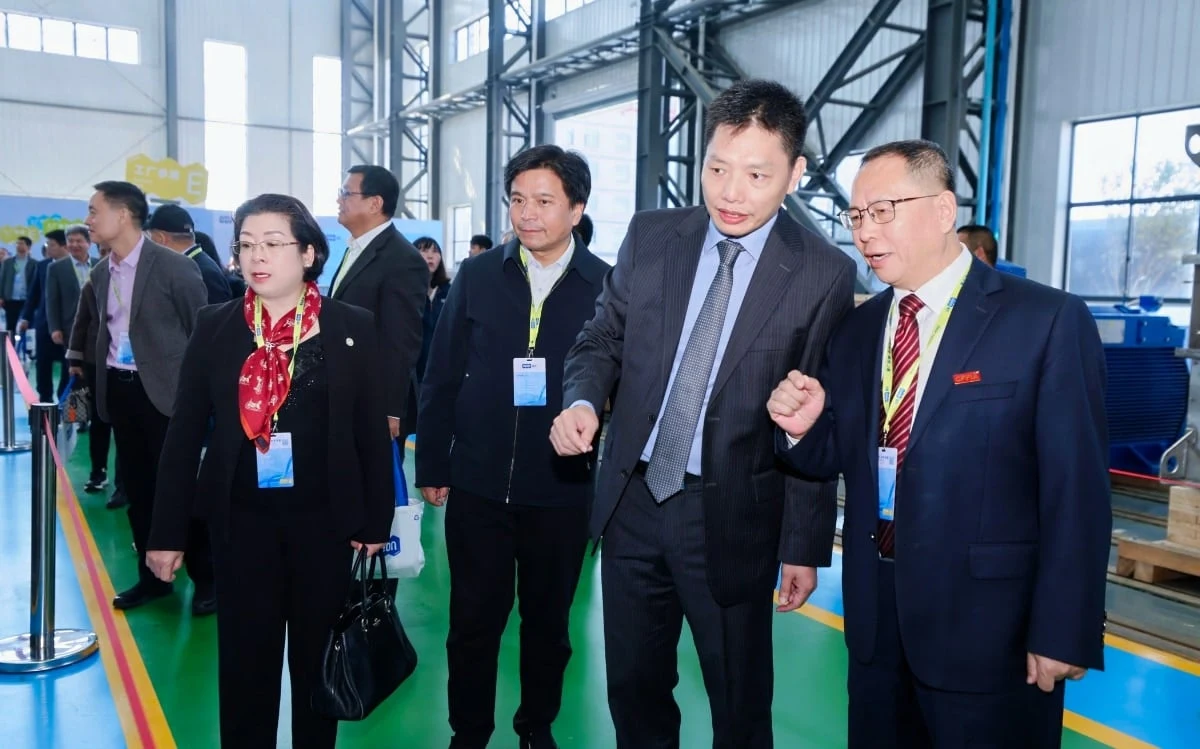 Guests touring the new factory workshop