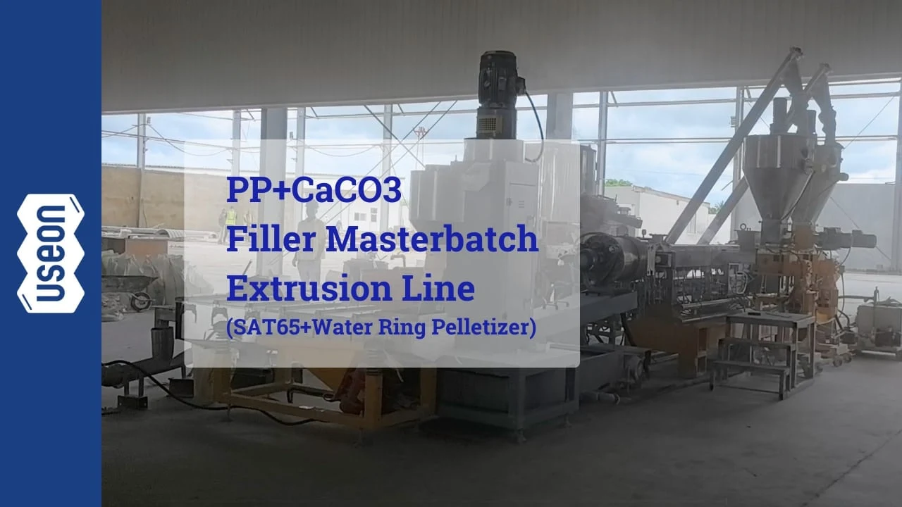 SAT65 Twin Screw Extruder with Water Ring Pelletizer for PP+CaCO3 Filler Masterbatch