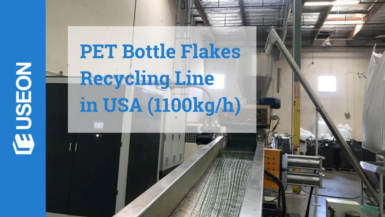 1100kg/h PET Bottle Flakes Recycling Line in USA — video cover