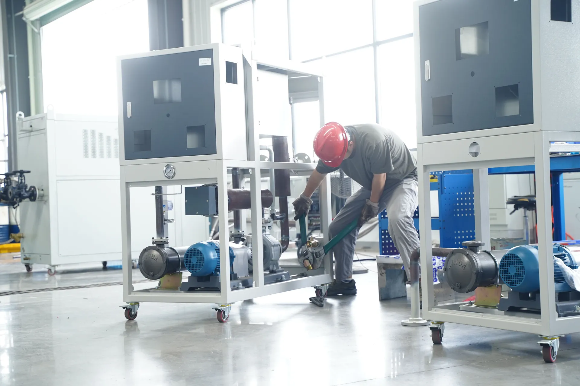 Compact temperature control units being assembled