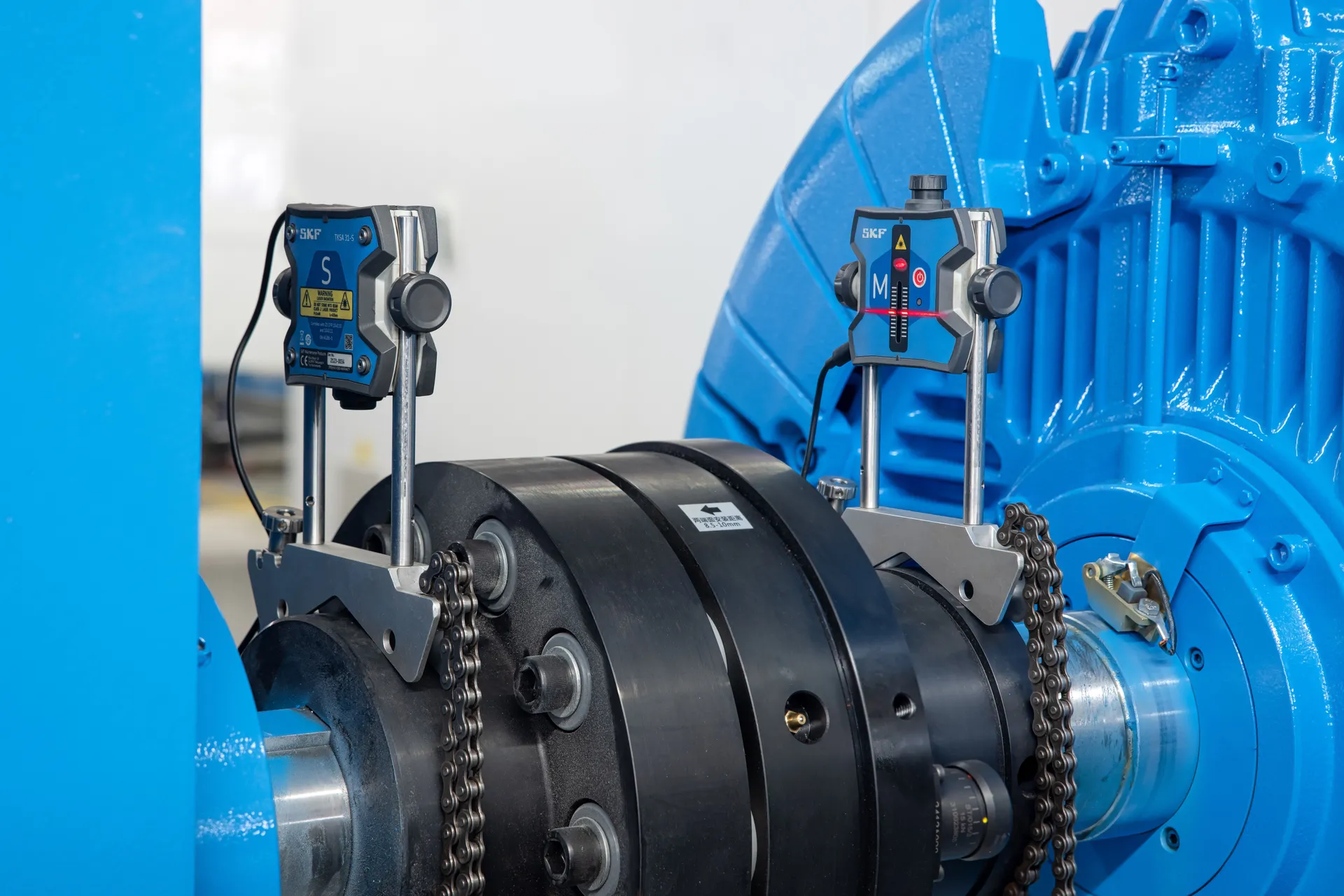 Laser shaft alignment of a motor and gearbox coupling