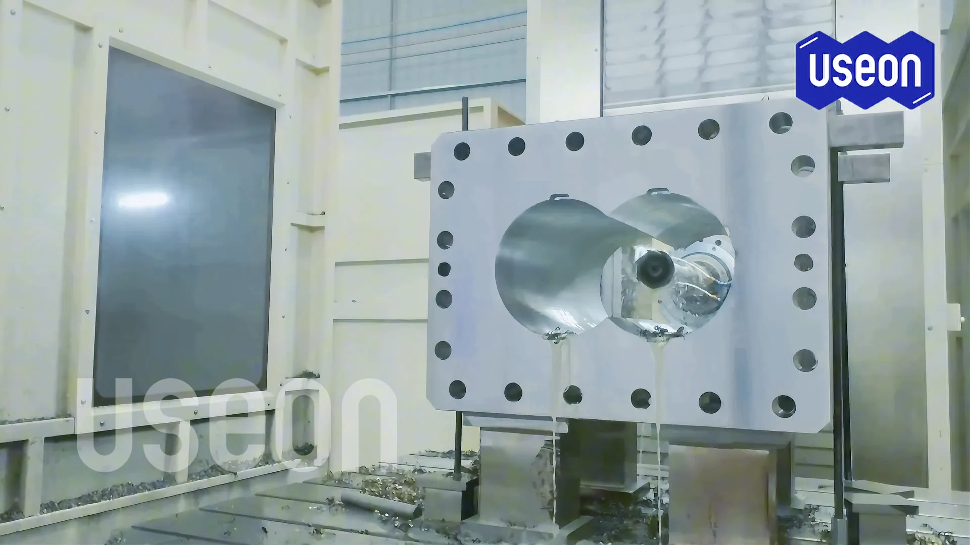 Machining a barrel section with a figure-eight bore